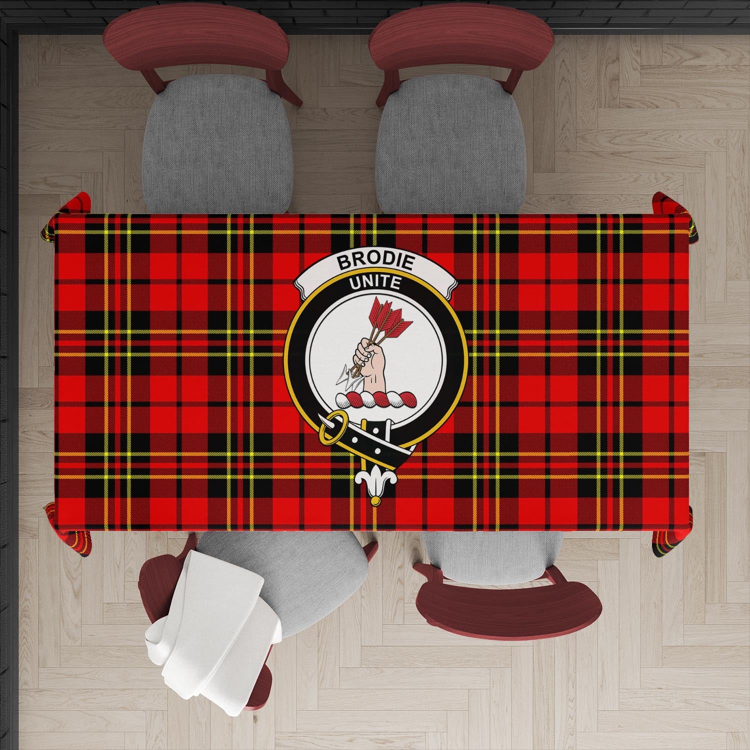 Brodie Modern Tatan Tablecloth with Family Crest - Tartanvibesclothing