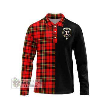 Brodie Modern Tartan Long Sleeve Polo Shirt with Family Crest and Half Of Me Style