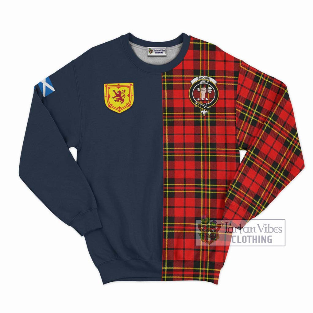 Tartan Vibes Clothing Brodie Modern Tartan Sweatshirt with Scottish Lion Royal Arm Half Style