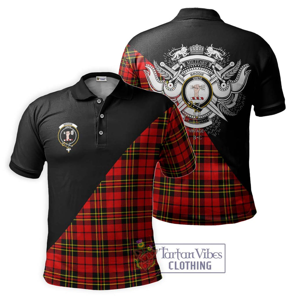 Brodie Modern Tartan Polo Shirt with Family Crest and Military Logo Style Kid - Tartanvibesclothing Shop