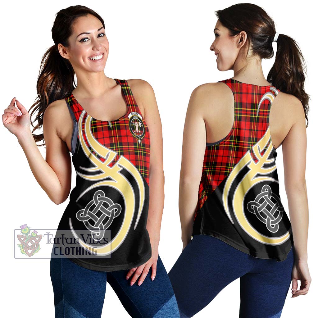 Brodie Modern Tartan Women's Racerback Tanks with Family Crest and Celtic Symbol Style 4XL - Tartan Vibes Clothing