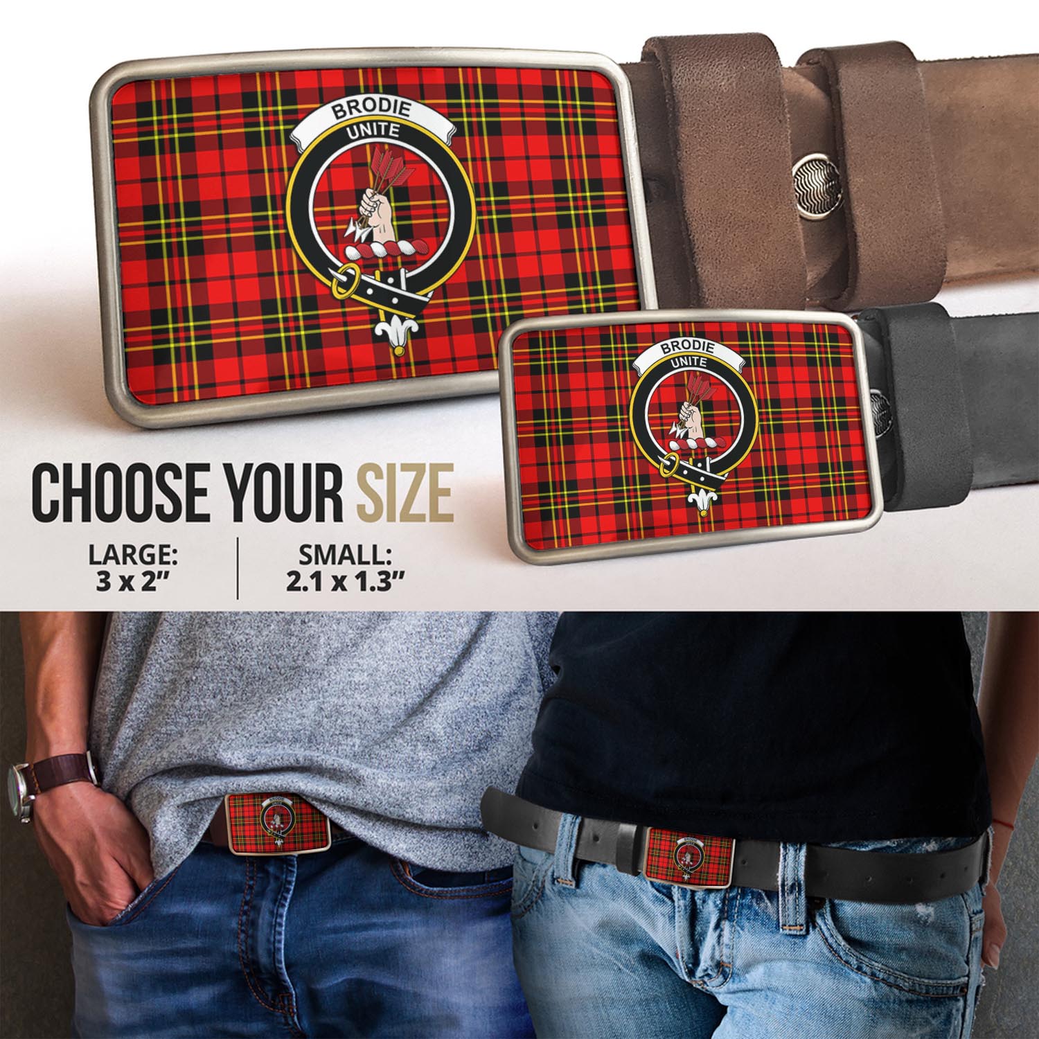 Brodie Modern Tartan Belt Buckles with Family Crest - Tartan Vibes Clothing