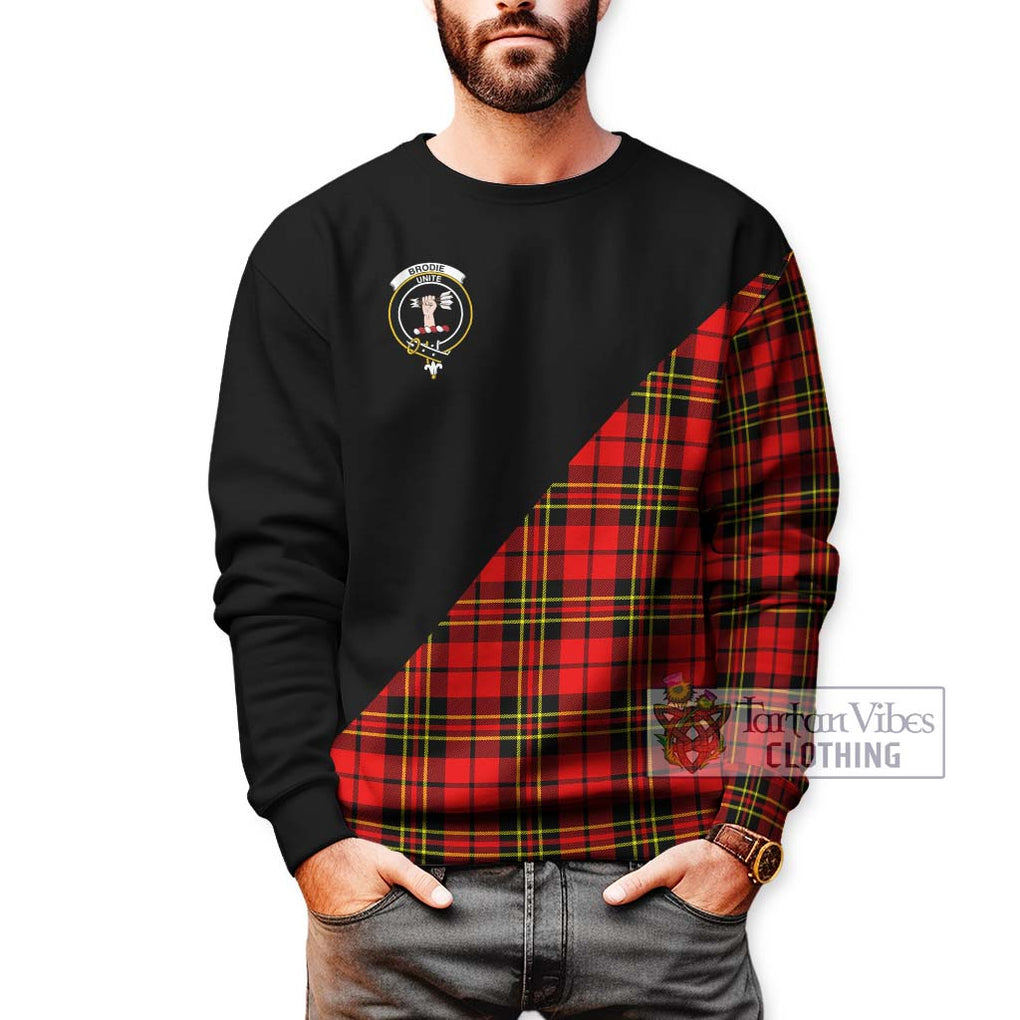 Brodie Modern Tartan Sweatshirt with Family Crest and Military Logo Style Unisex - Tartanvibesclothing Shop