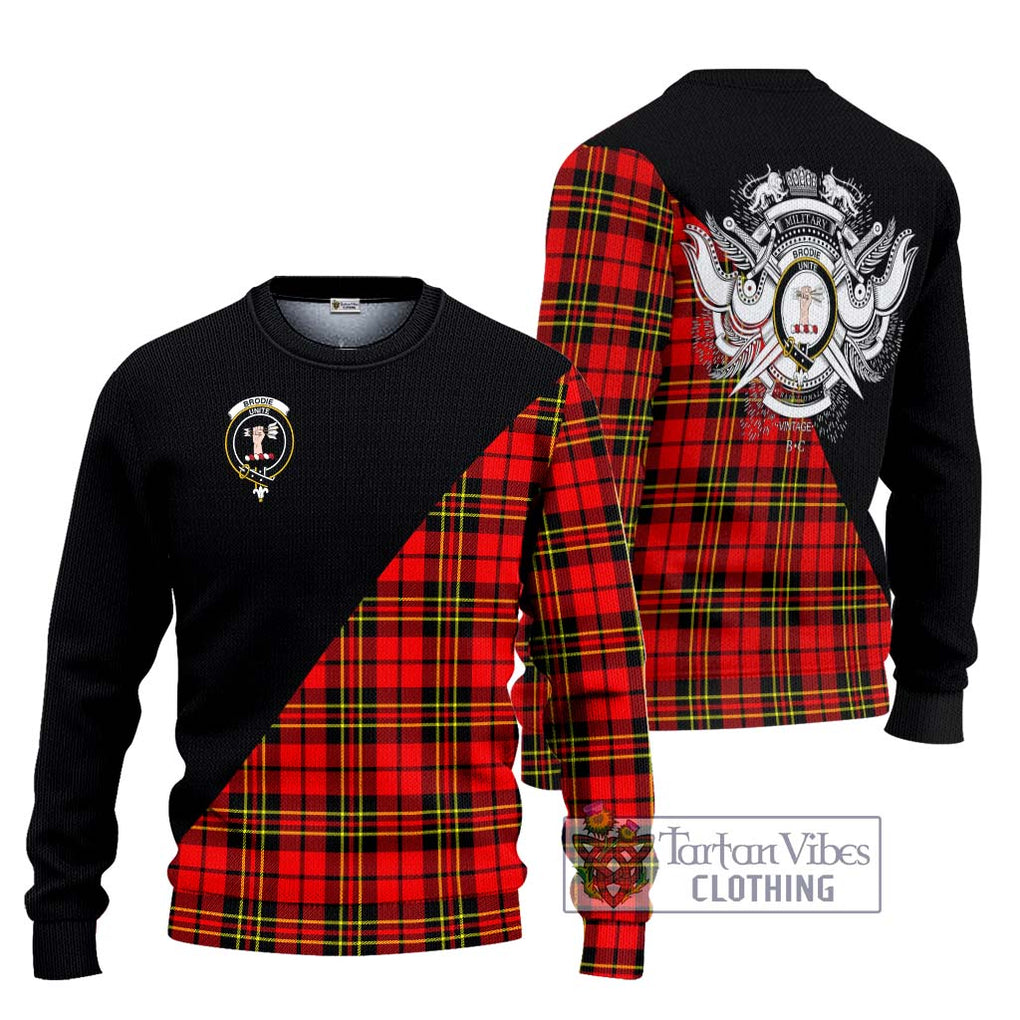 Brodie Modern Tartan Knitted Sweater with Family Crest and Military Logo Style Unisex - Tartanvibesclothing Shop