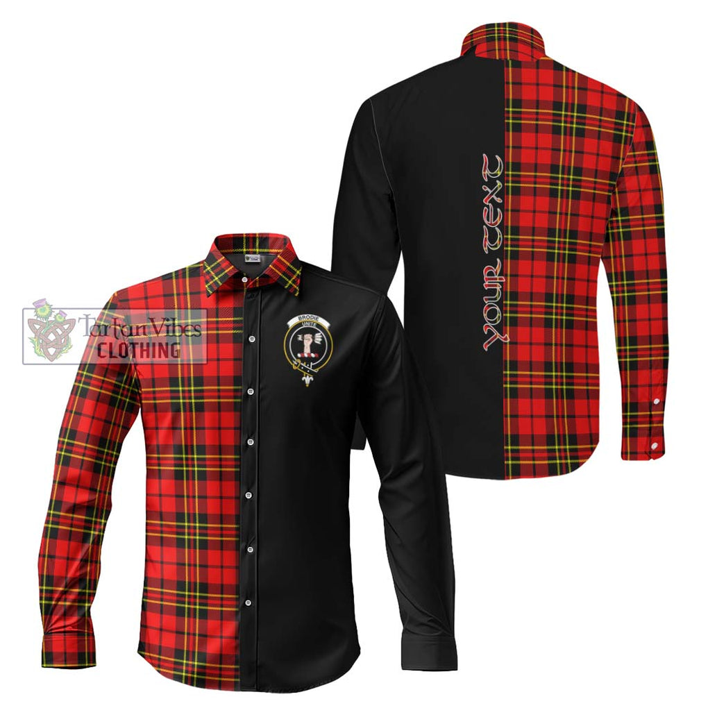 Brodie Modern Tartan Long Sleeve Button Shirt with Family Crest and Half Of Me Style Men's Shirt S - Tartanvibesclothing Shop