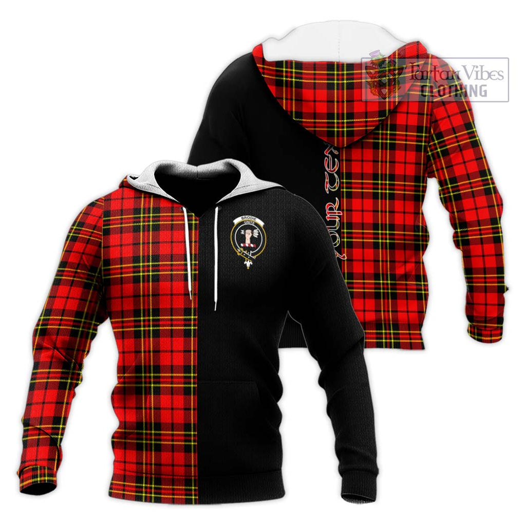 Brodie Modern Tartan Knitted Hoodie with Family Crest and Half Of Me Style Unisex Knitted Pullover Hoodie - Tartanvibesclothing Shop