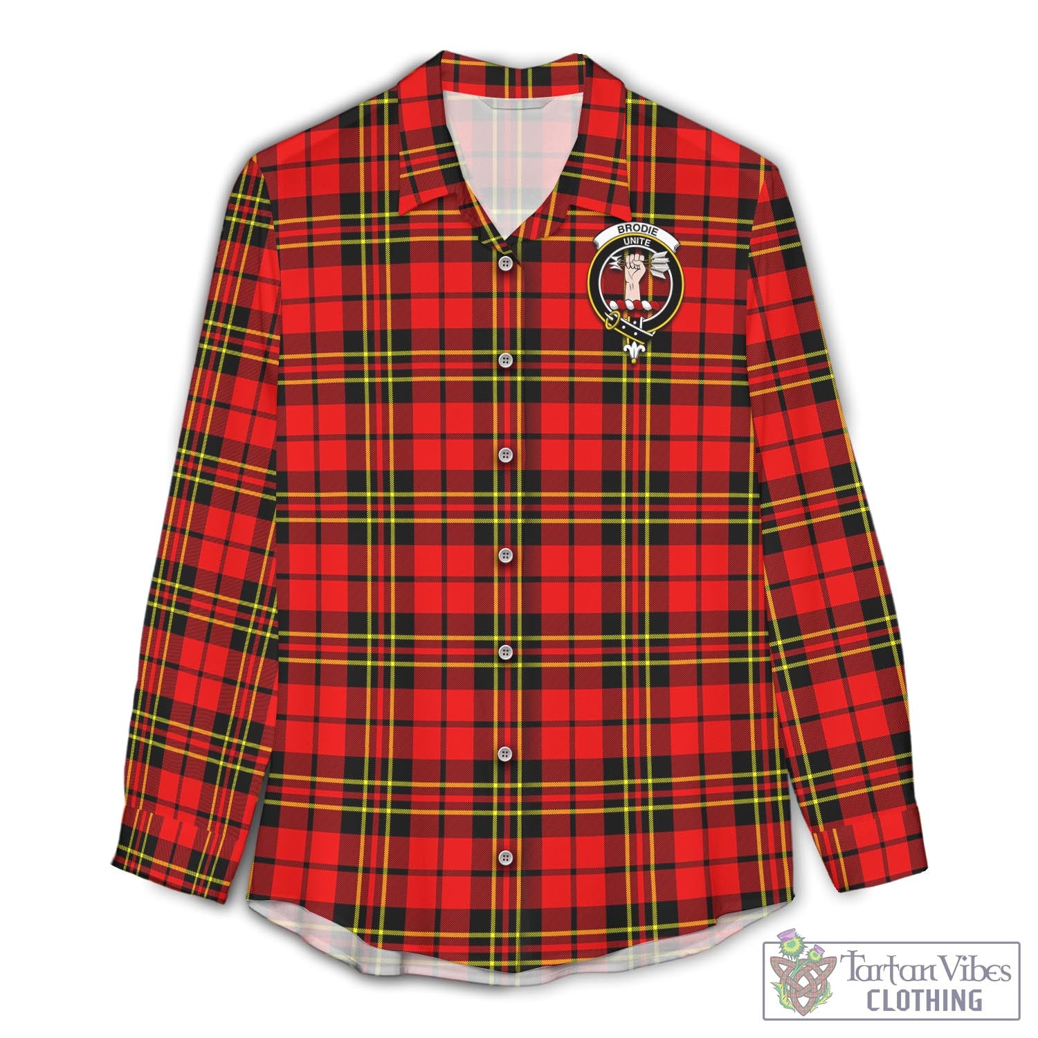 Tartan Vibes Clothing Brodie Modern Tartan Womens Casual Shirt with Family Crest