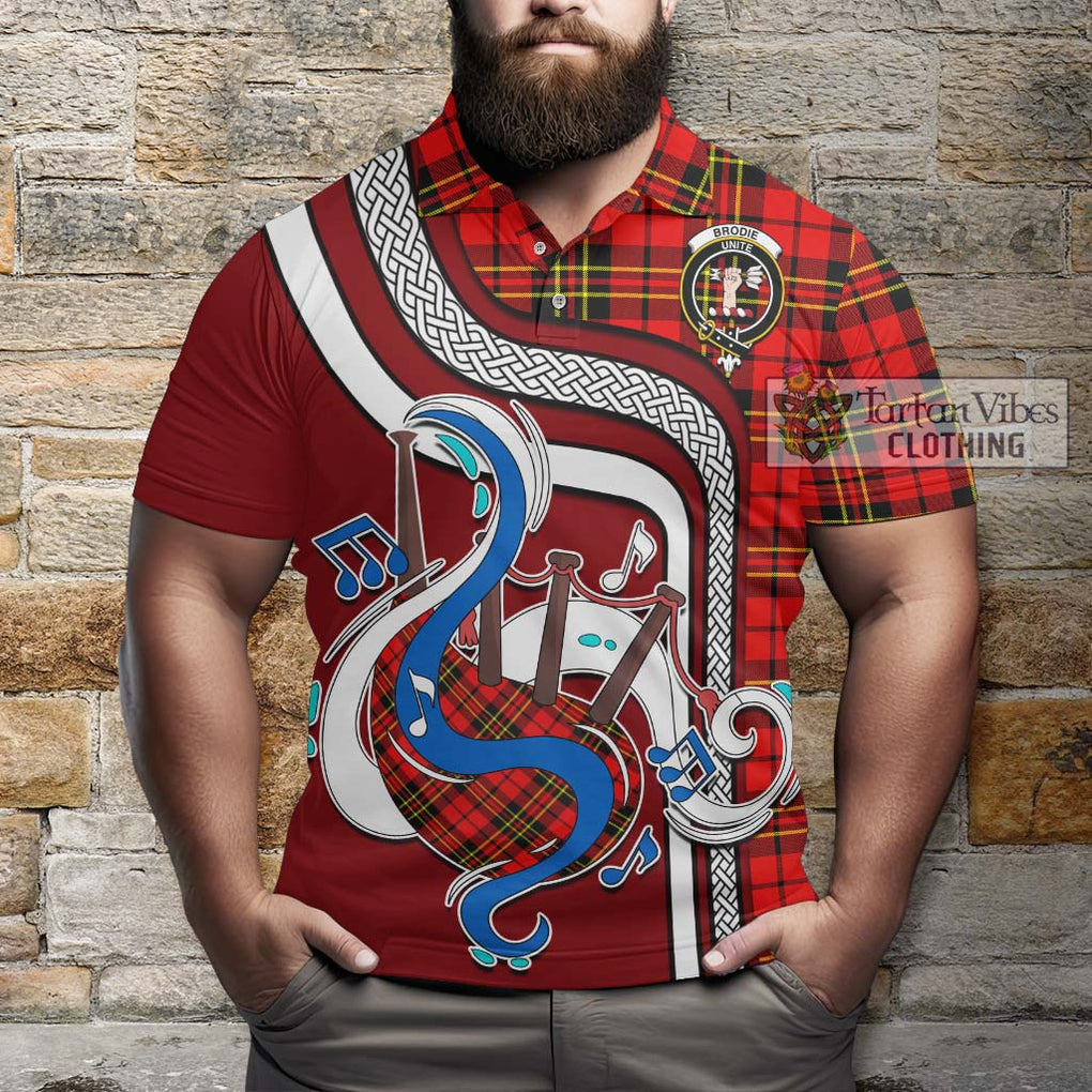 Tartan Vibes Clothing Brodie Modern Tartan Polo Shirt with Epic Bagpipe Style