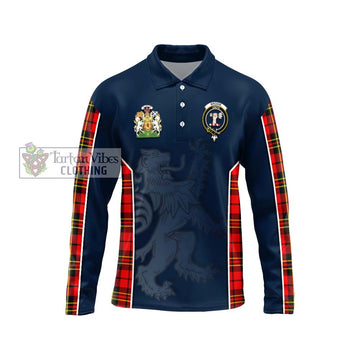 Brodie Modern Tartan Long Sleeve Polo Shirt with Family Crest and Lion Rampant Vibes Sport Style