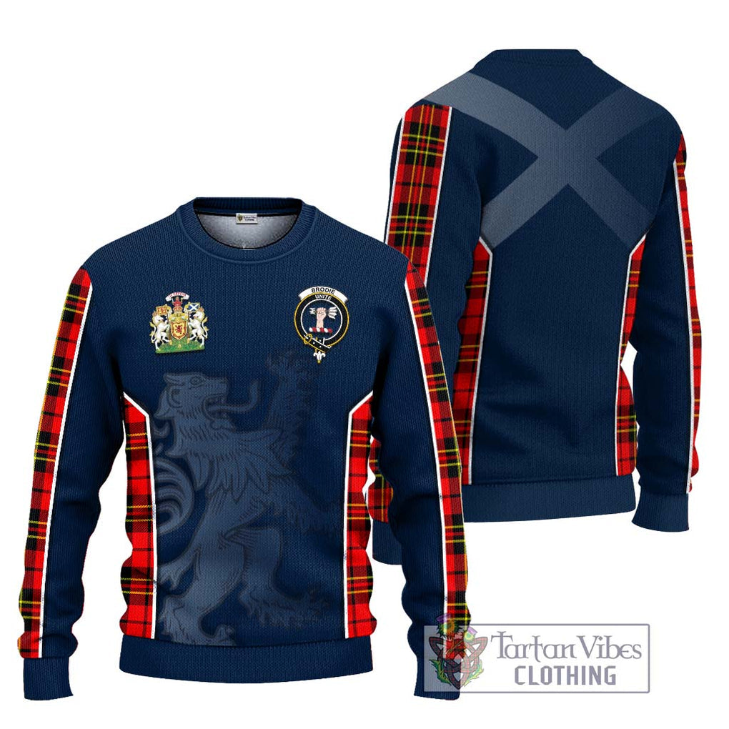 Brodie Modern Tartan Knitted Sweater with Family Crest and Lion Rampant Vibes Sport Style Unisex - Tartan Vibes Clothing