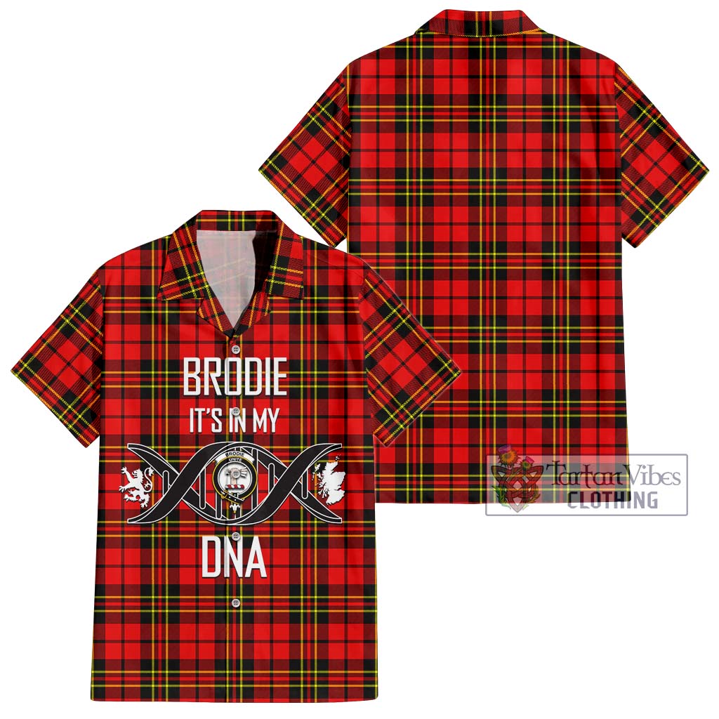 Tartan Vibes Clothing Brodie Modern Tartan Short Sleeve Button Shirt with Family Crest DNA In Me Style