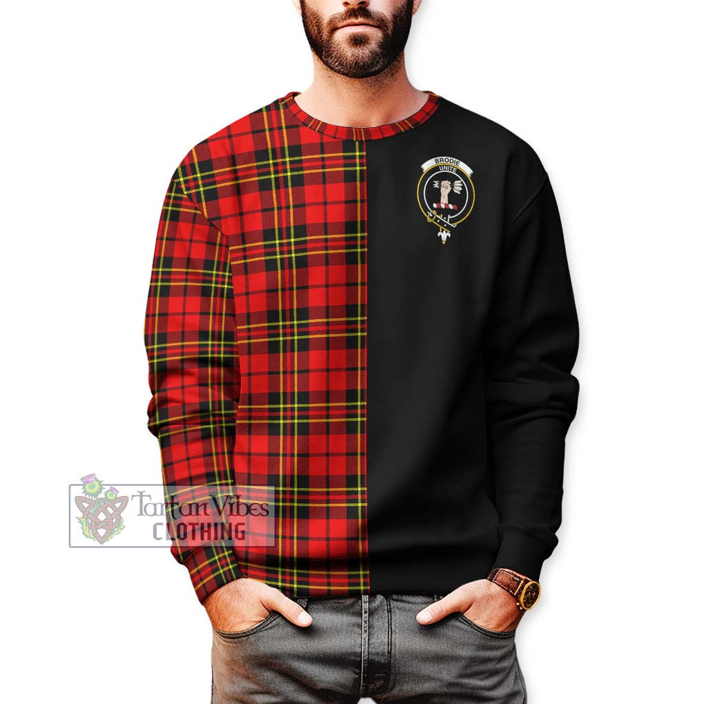 Brodie Modern Tartan Sweatshirt with Family Crest and Half Of Me Style Unisex - Tartanvibesclothing Shop