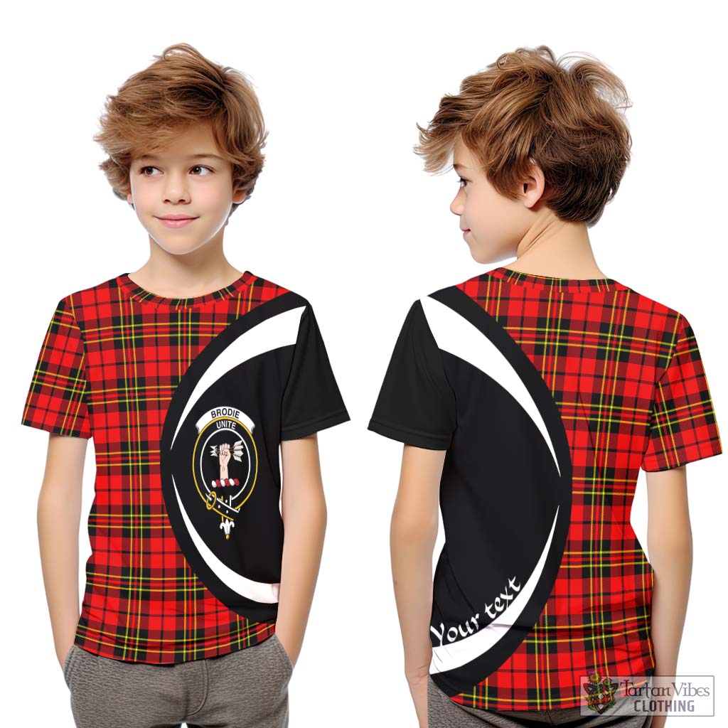 Brodie Modern Tartan Kid T-Shirt with Family Crest Circle Style Youth XL Size14 - Tartan Vibes Clothing