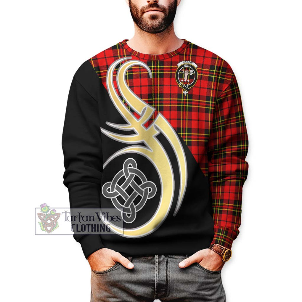 Brodie Modern Tartan Sweatshirt with Family Crest and Celtic Symbol Style Unisex - Tartan Vibes Clothing