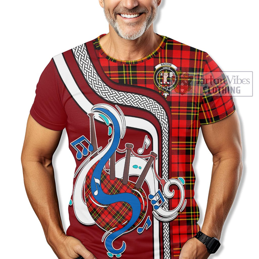 Brodie Modern Tartan T-Shirt with Epic Bagpipe Style Kid's Shirt - Tartanvibesclothing Shop