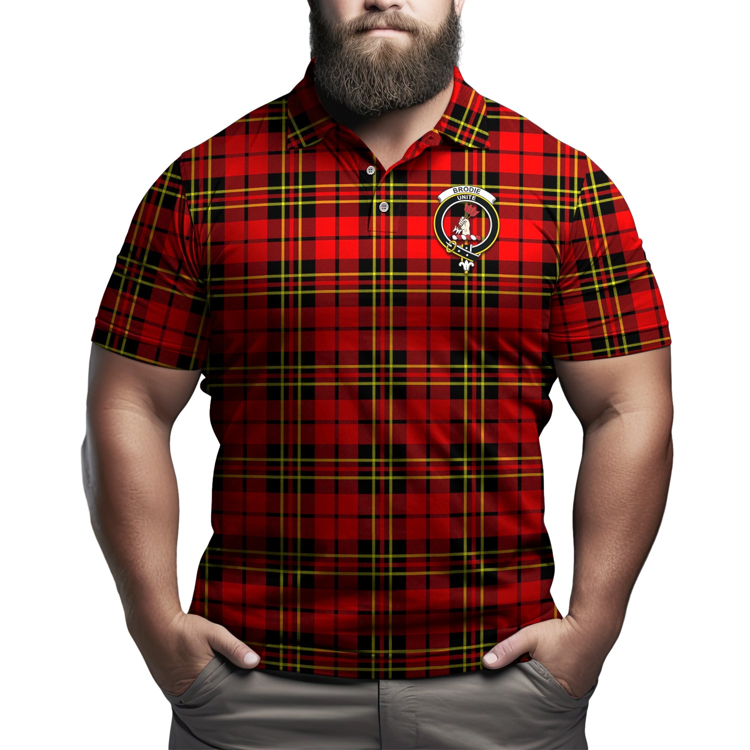 Brodie Modern Tartan Men's Polo Shirt with Family Crest Kid - Tartan Vibes Clothing