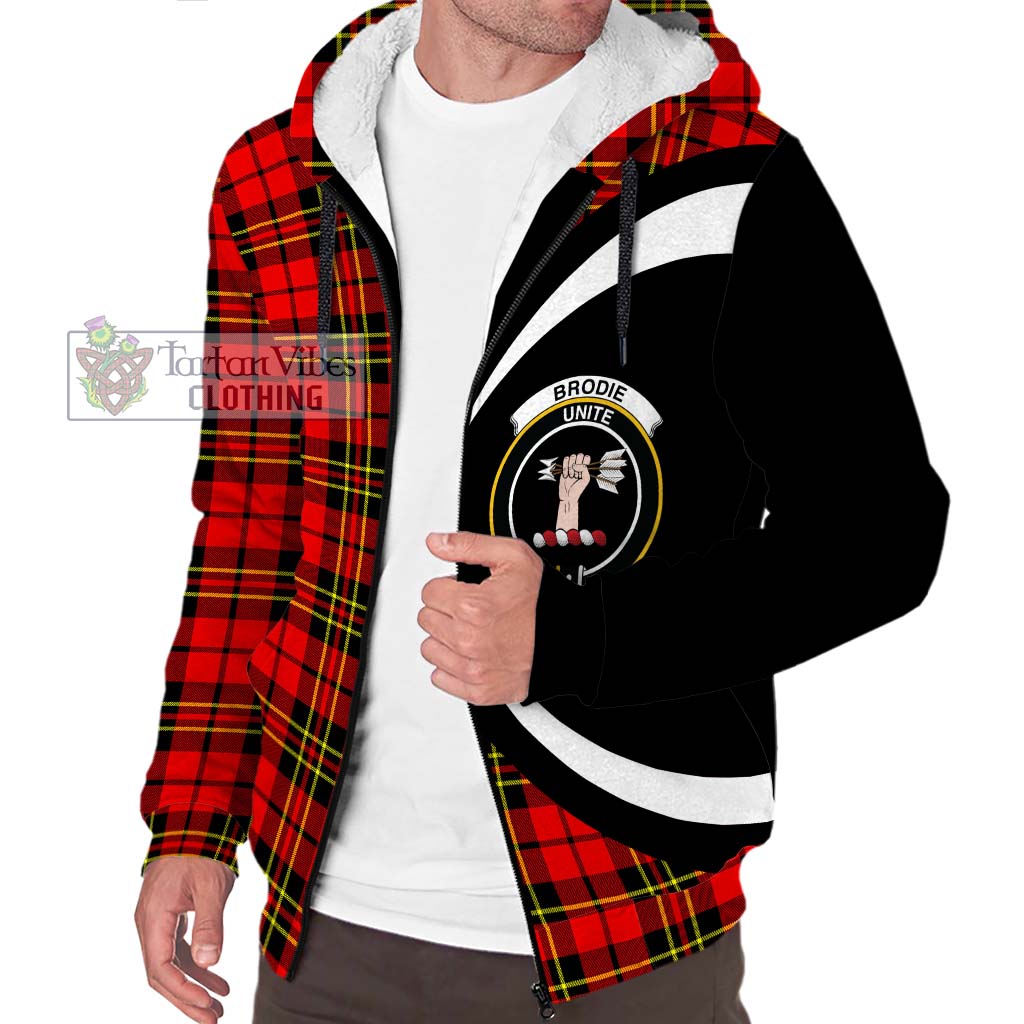 Tartan Vibes Clothing Brodie Modern Tartan Sherpa Hoodie with Family Crest Circle Style