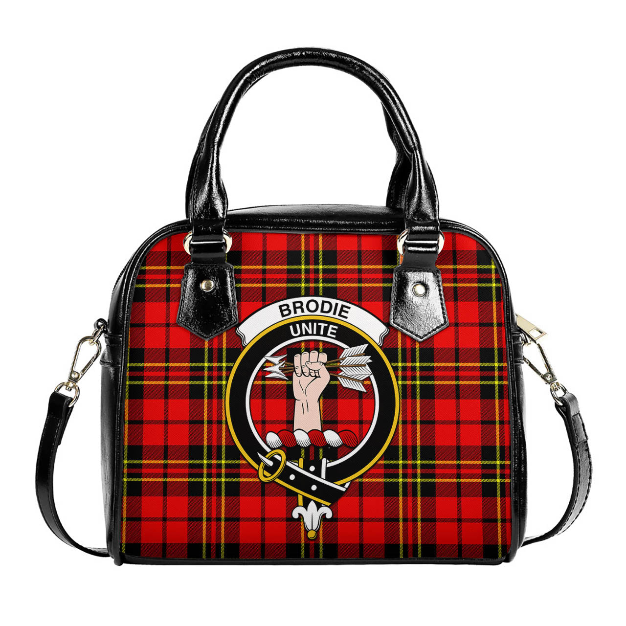 Brodie Modern Tartan Shoulder Handbags with Family Crest One Size 6*25*22 cm - Tartanvibesclothing