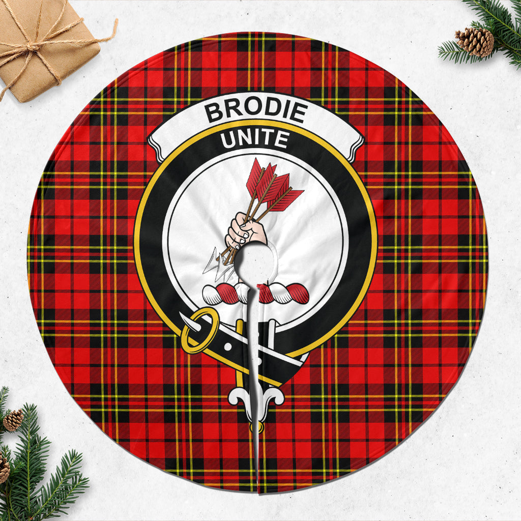 Brodie Modern Tartan Christmas Tree Skirt with Family Crest - Tartanvibesclothing