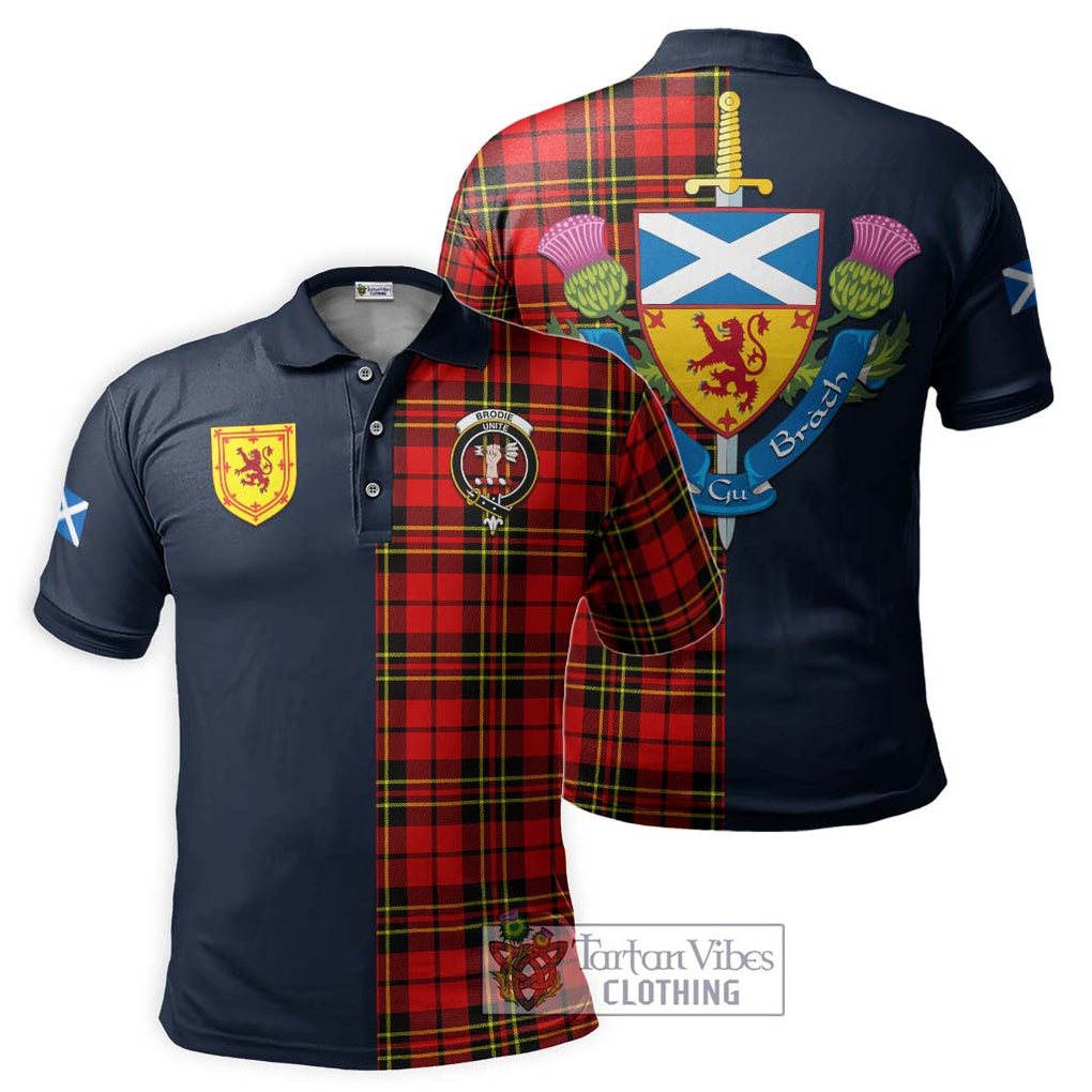 Tartan Vibes Clothing Brodie Modern Tartan Polo Shirt with Scottish Lion Royal Arm Half Style