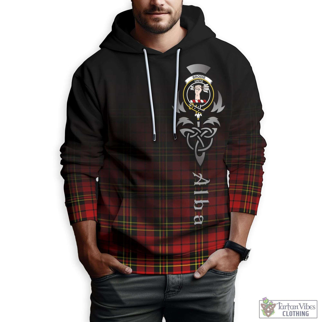 Tartan Vibes Clothing Brodie Modern Tartan Hoodie Featuring Alba Gu Brath Family Crest Celtic Inspired