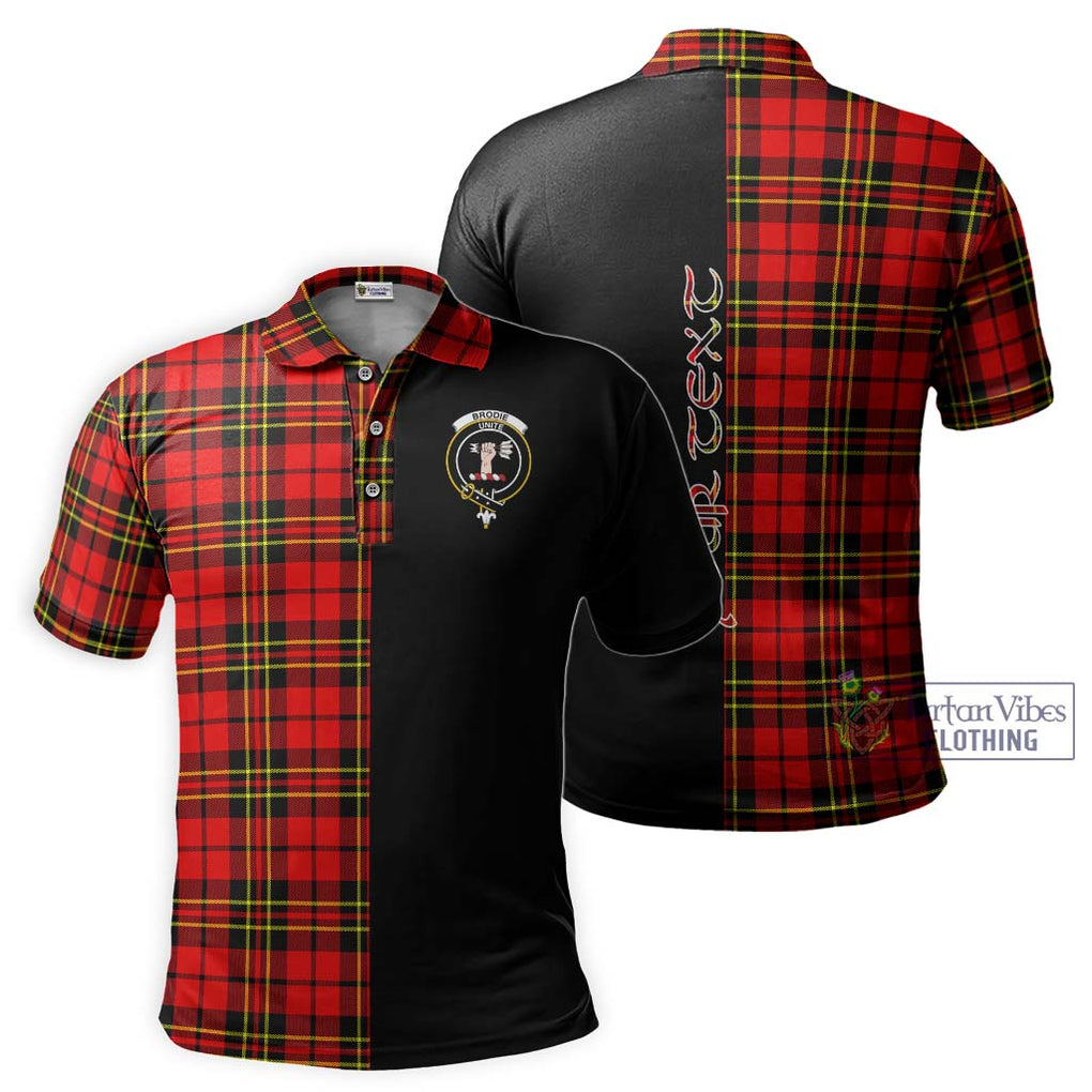 Brodie Modern Tartan Polo Shirt with Family Crest and Half Of Me Style Kid - Tartanvibesclothing Shop