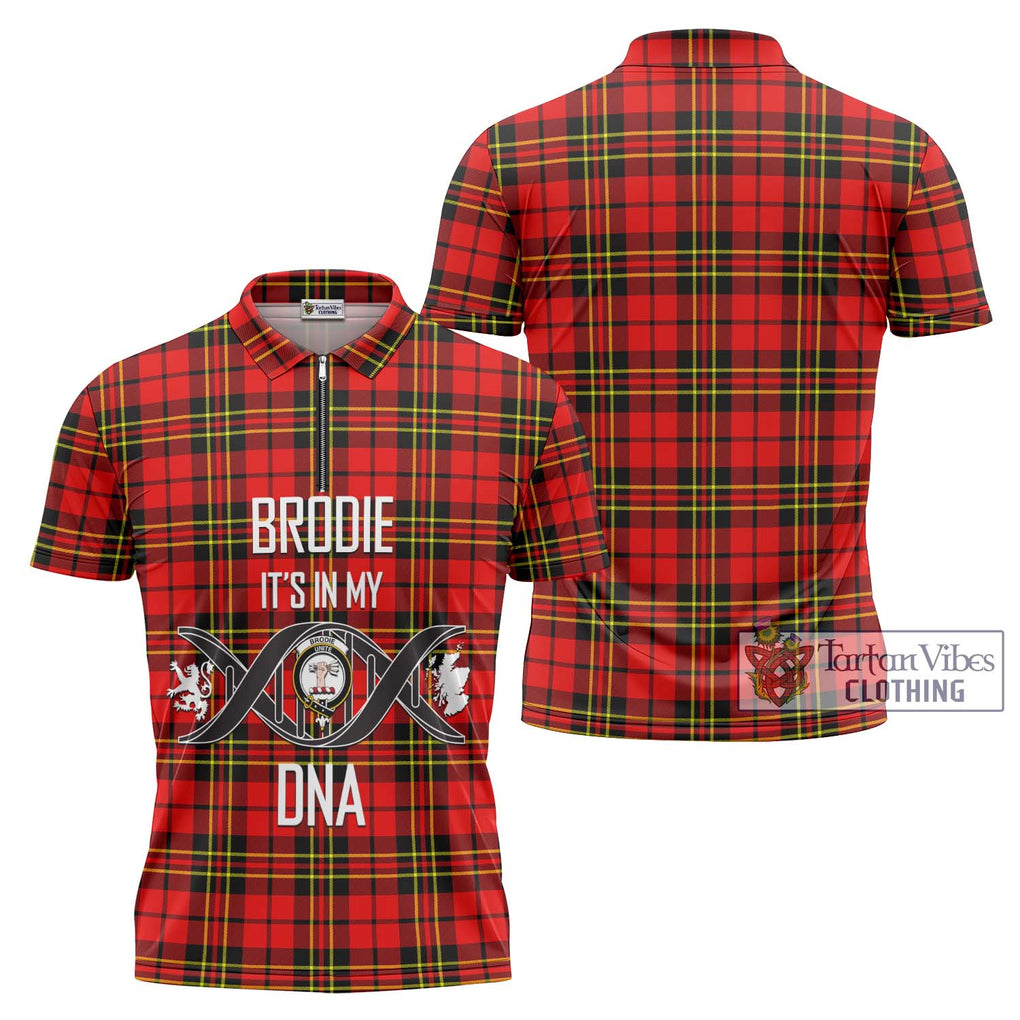 Brodie Modern Tartan Zipper Polo Shirt with Family Crest DNA In Me Style Unisex - Tartanvibesclothing Shop