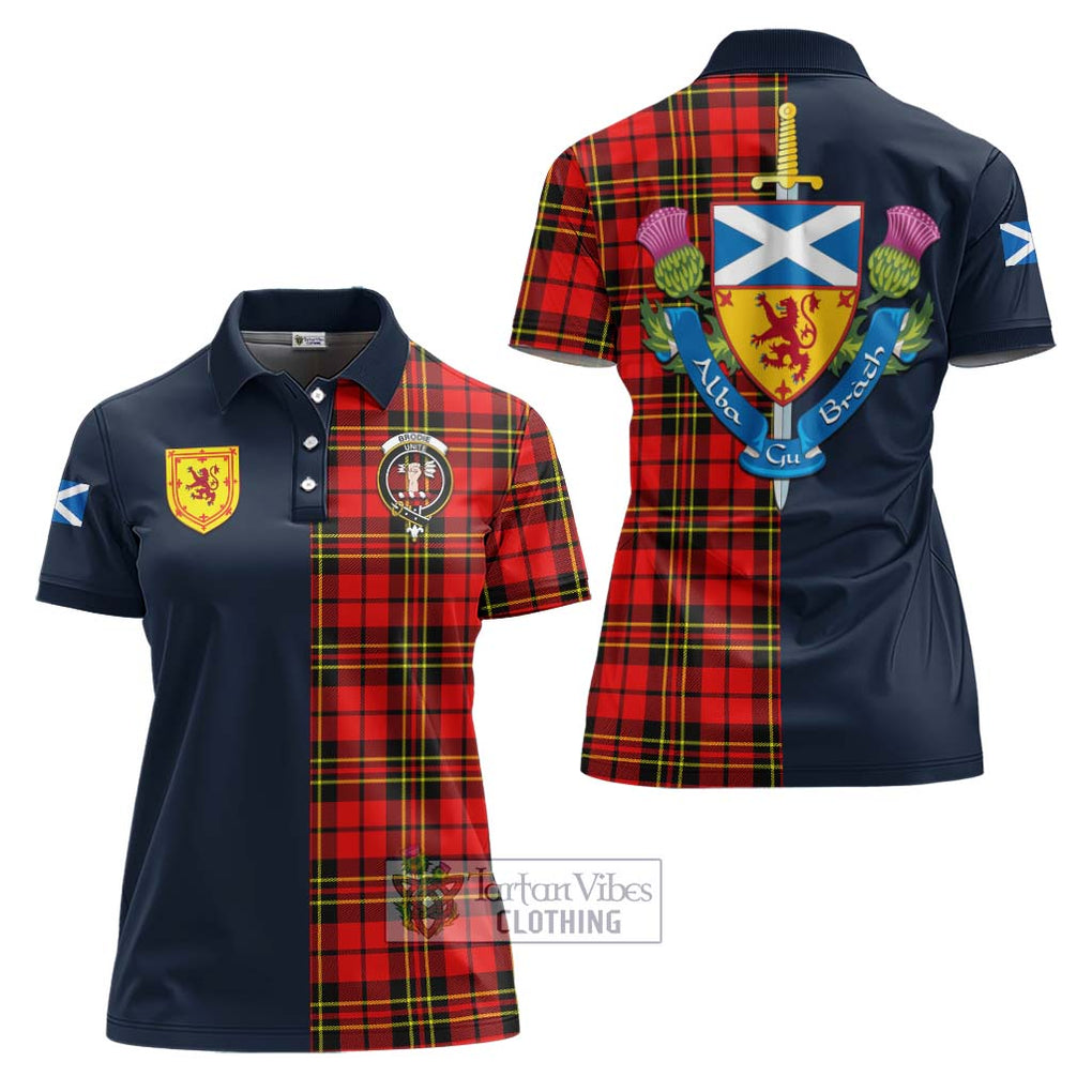 Tartan Vibes Clothing Brodie Modern Tartan Women's Polo Shirt with Scottish Lion Royal Arm Half Style