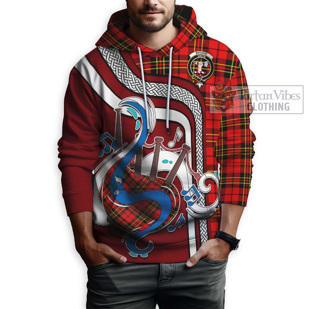 Brodie Modern Tartan Hoodie with Epic Bagpipe Style Zip Hoodie - Tartanvibesclothing Shop