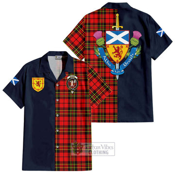 Brodie Modern Tartan Short Sleeve Button Shirt Alba with Scottish Lion Royal Arm Half Style