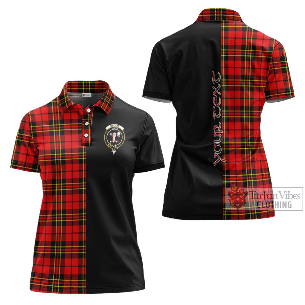 Brodie Modern Tartan Women's Polo Shirt with Family Crest and Half Of Me Style Women - Tartanvibesclothing Shop