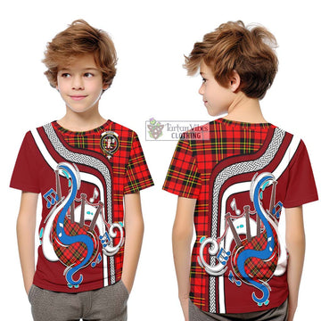 Brodie Modern Tartan Kid T-Shirt with Epic Bagpipe Style