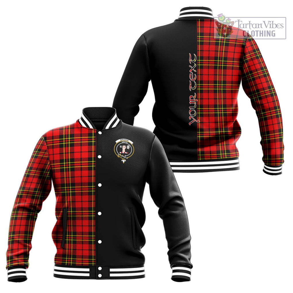 Brodie Modern Tartan Baseball Jacket with Family Crest and Half Of Me Style Unisex - Tartanvibesclothing Shop