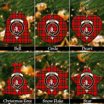 Brodie Modern Tartan Christmas Ceramic Ornaments with Family Crest