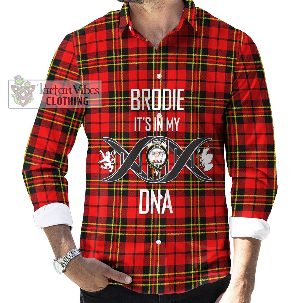 Tartan Vibes Clothing Brodie Modern Tartan Long Sleeve Button Shirt with Family Crest DNA In Me Style