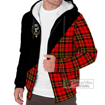 Brodie Modern Tartan Sherpa Hoodie with Family Crest and Military Logo Style