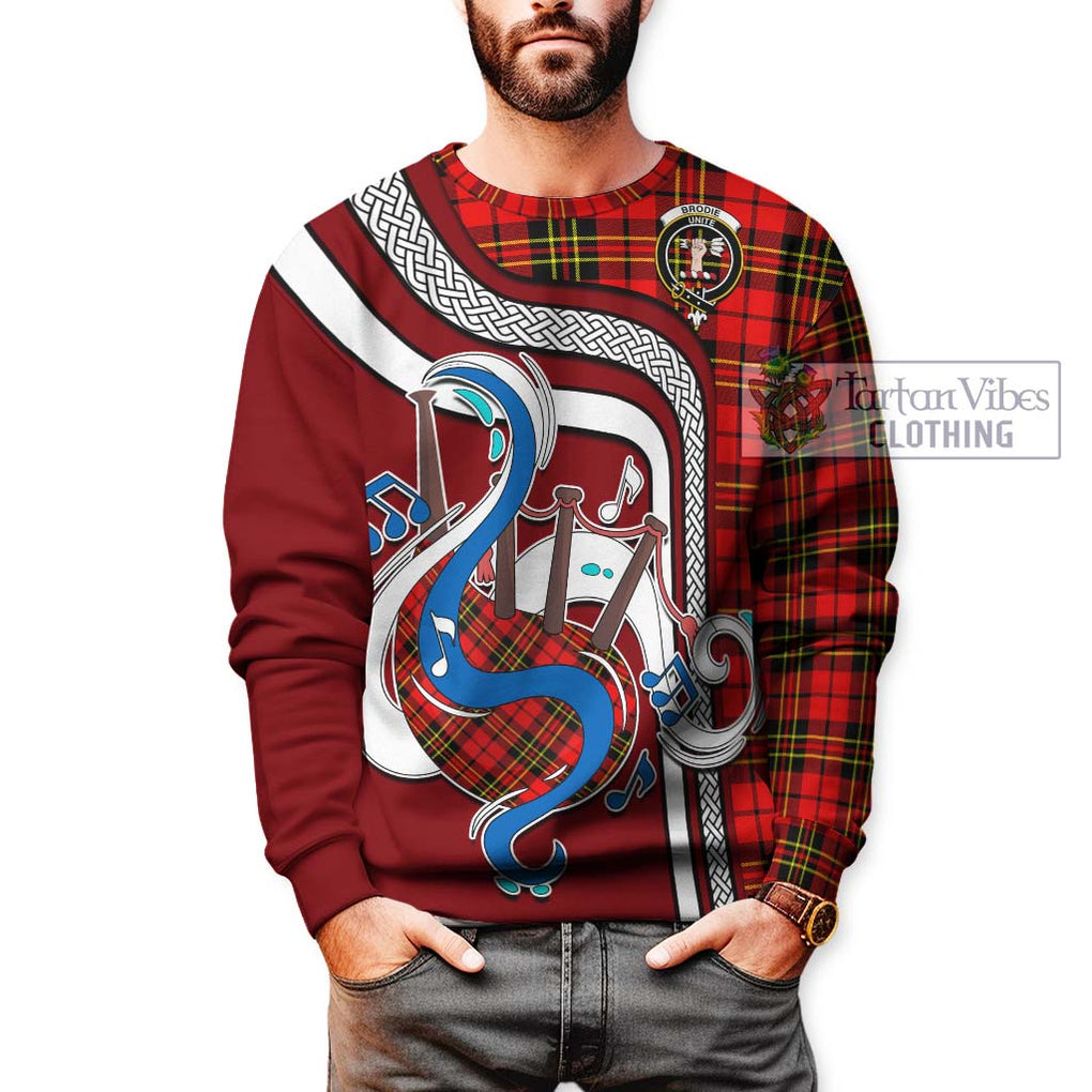 Brodie Modern Tartan Sweatshirt with Epic Bagpipe Style Unisex - Tartanvibesclothing Shop