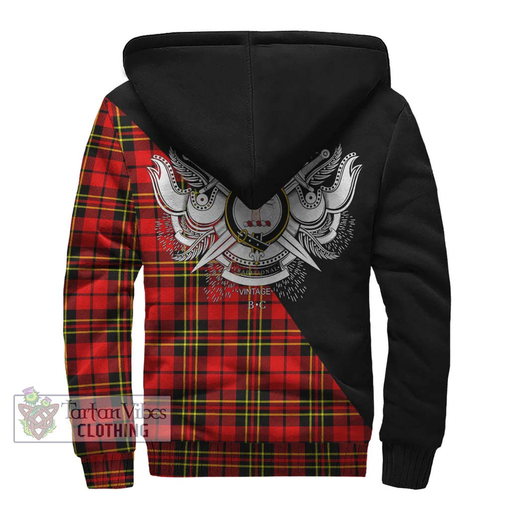 Brodie Modern Tartan Sherpa Hoodie with Family Crest and Military Logo Style - Tartanvibesclothing Shop