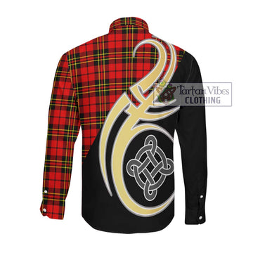 Brodie Modern Tartan Long Sleeve Button Shirt with Family Crest and Celtic Symbol Style