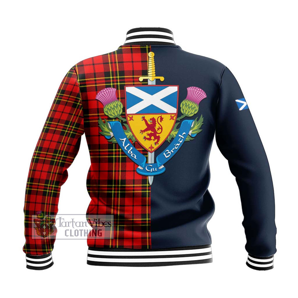 Tartan Vibes Clothing Brodie Modern Tartan Baseball Jacket with Scottish Lion Royal Arm Half Style