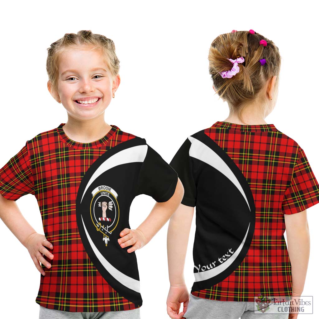 Brodie Modern Tartan Kid T-Shirt with Family Crest Circle Style - Tartan Vibes Clothing