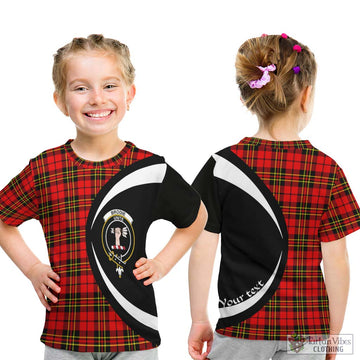 Brodie Modern Tartan Kid T-Shirt with Family Crest Circle Style