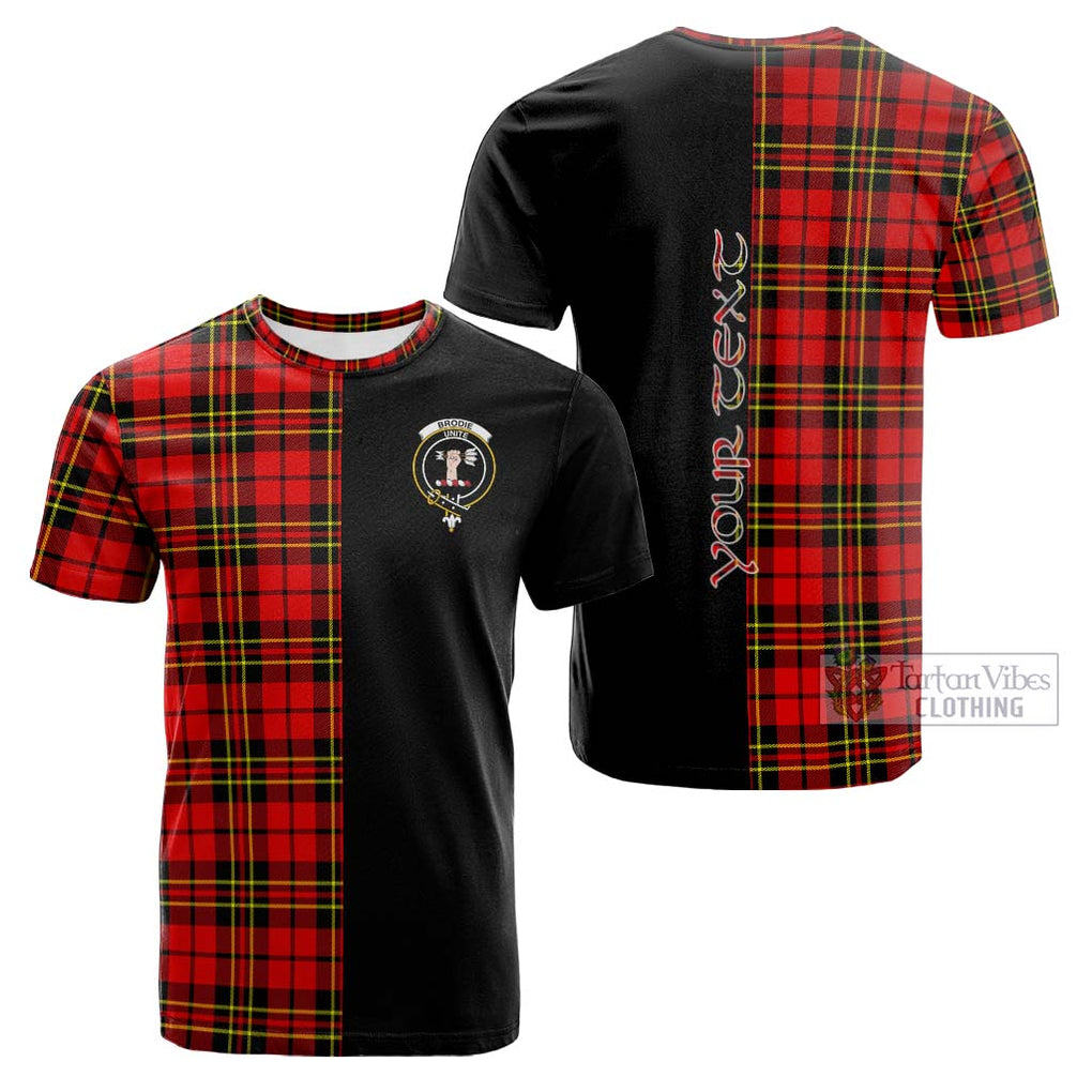 Tartan Vibes Clothing Brodie Modern Tartan Cotton T-shirt with Family Crest and Half Of Me Style