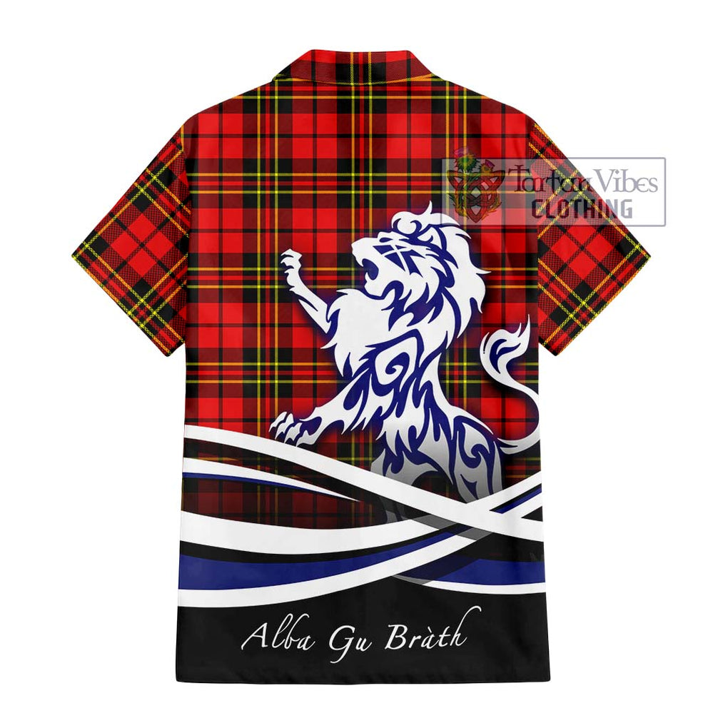 Brodie Modern Tartan Short Sleeve Button Shirt with Alba Gu Brath Regal Lion Emblem - Tartanvibesclothing Shop