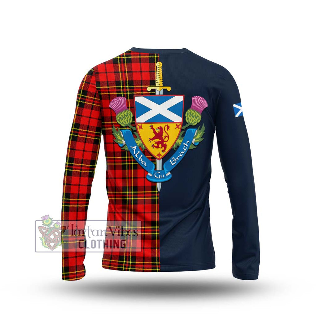 Tartan Vibes Clothing Brodie Modern Tartan Long Sleeve T-Shirt with Scottish Lion Royal Arm Half Style