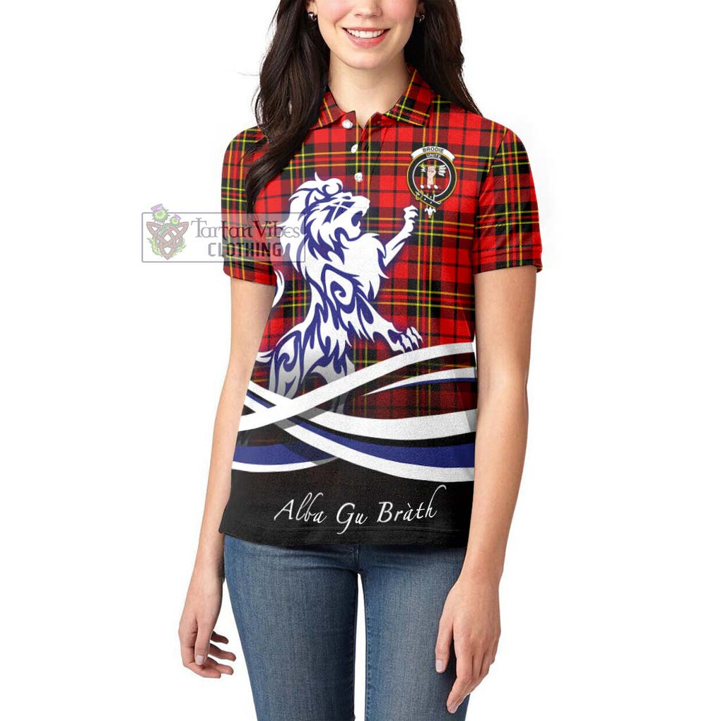 Brodie Modern Tartan Women's Polo Shirt with Alba Gu Brath Regal Lion Emblem - Tartanvibesclothing Shop