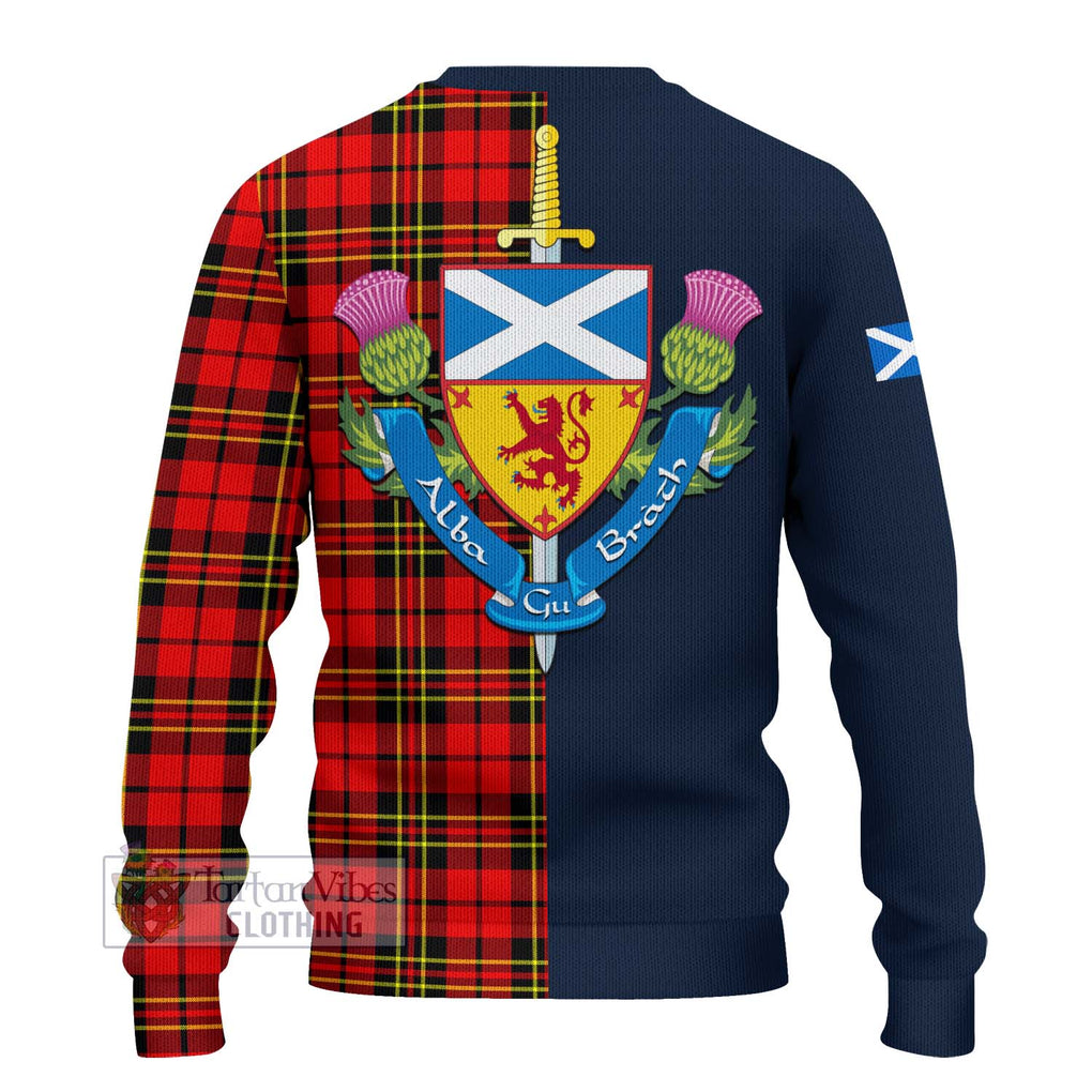 Tartan Vibes Clothing Brodie Modern Tartan Knitted Sweater with Scottish Lion Royal Arm Half Style