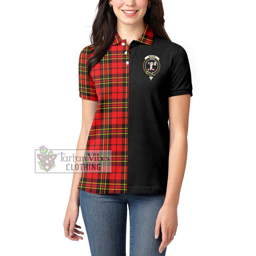 Brodie Modern Tartan Women's Polo Shirt with Family Crest and Half Of Me Style - Tartanvibesclothing Shop