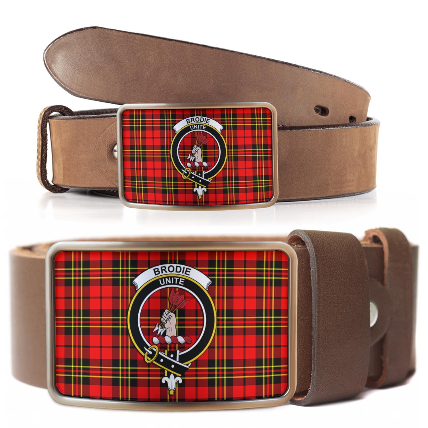 Brodie Modern Tartan Belt Buckles with Family Crest - Tartan Vibes Clothing