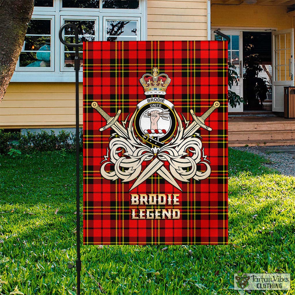 Tartan Vibes Clothing Brodie Modern Tartan Flag with Clan Crest and the Golden Sword of Courageous Legacy